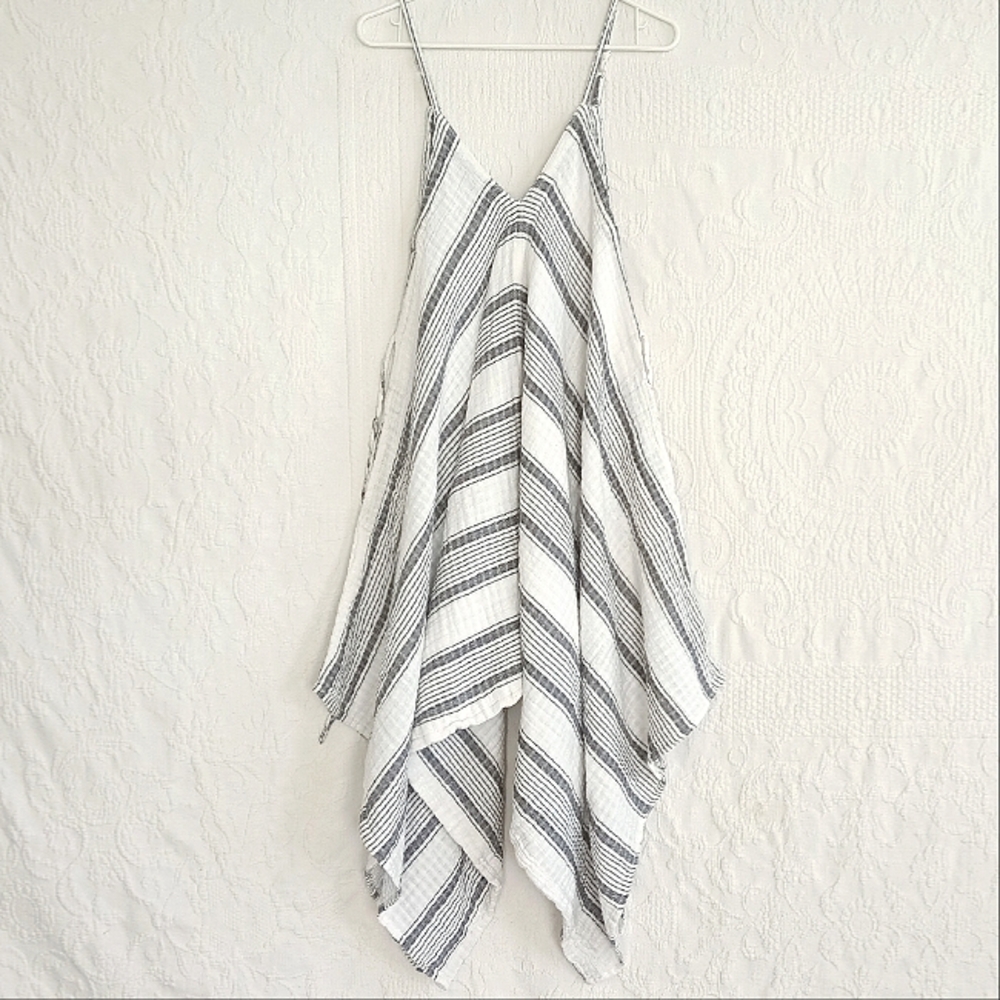 Cost Plus World Market Black and White Striped Jumpsuit